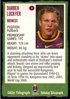2004 Daily Telegraph NRL #8 Darren Lockyer Back